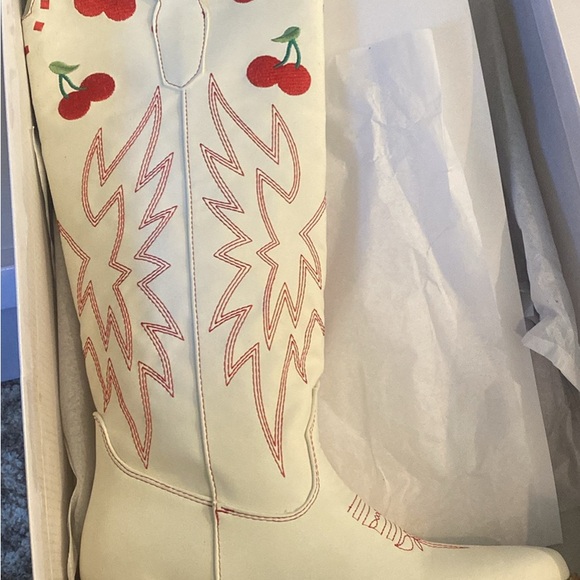 Pink Lily Shoes - Embroidered Cherry Cowboy Boots